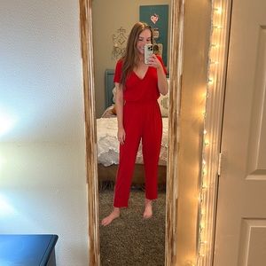 Express short sleeve red jumpsuit